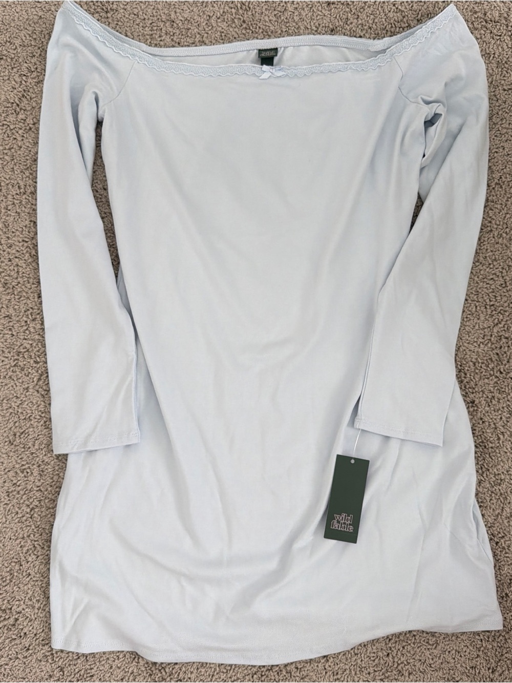 Wild Fable Light Blue Off-Shoulder Long Sleeve Tunic